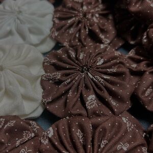 2 Yoyo pillow covers 14x14” 
Handmade Chocolate Brown
Vintage vibes